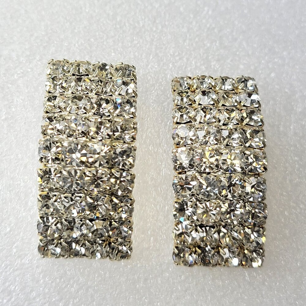 Rhinestone Rectangular Earrings - Picture 1 of 5